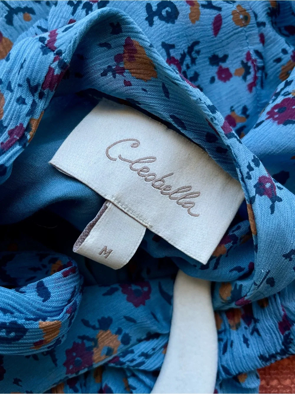 Cleobella Cecilia Floral Chiffon Tiered Midi Ankle Dress in Blue Floral M EUC